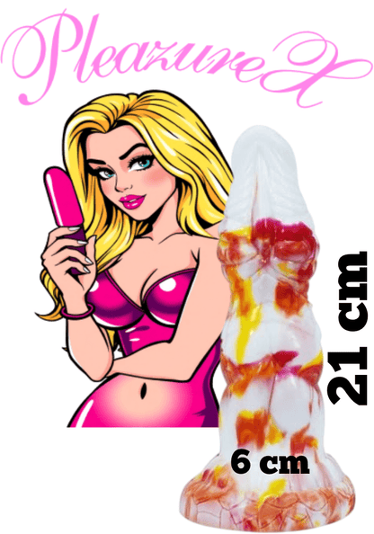 Draken Dildo HaeChi (wit/rood/geel)