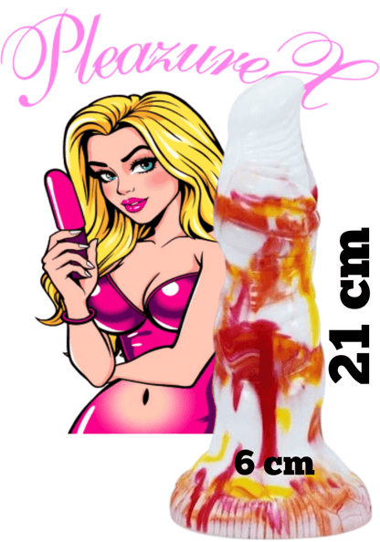 Draken Dildo HaeChi (wit/rood/geel)