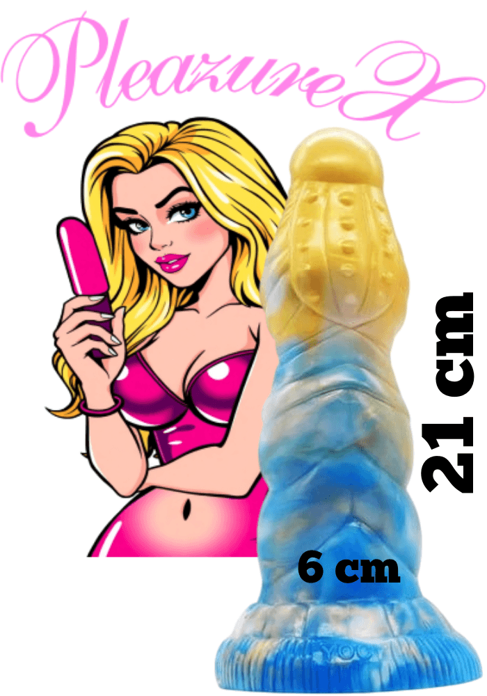 Draken Dildo HaeChi (geel/wit/blauw)