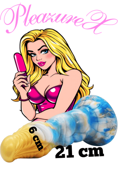 Draken Dildo HaeChi (geel/wit/blauw)