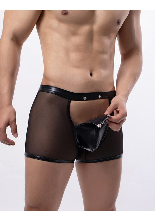 PleazureX Leren boxer met losmakende kruis