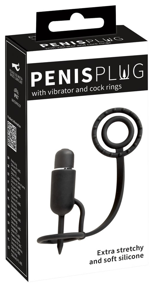 Penisplug with Vibrator and Cock Rings