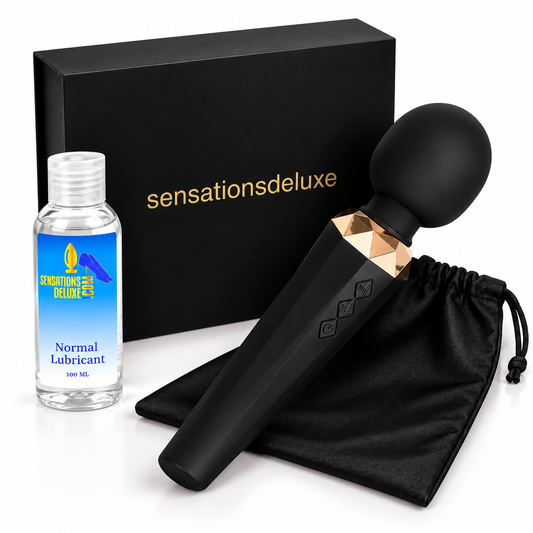 SensationsDeluxe Box Wand Massager – Black & Gold